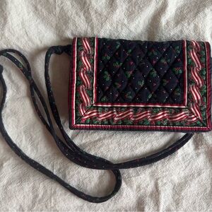 RARE RETIRED VERA BRADLEY HOLLY RIBBONS CHRISTMAS ELITE CROSSBODY BAG~MINT